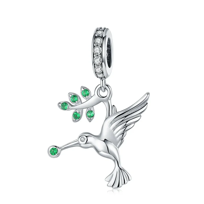 (image for) Pandora Style Silver Bangle Charm, Lovely Flying Birds - SCC982 - Product Image