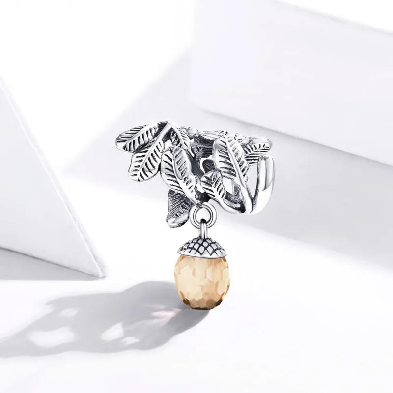 (image for) Pandora Style Silver Bangle Charm, Lucky Pine Cone - BSC336 - View 2