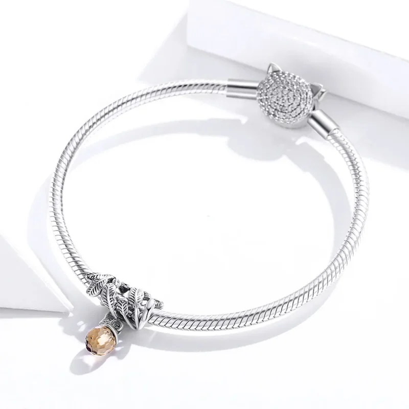 (image for) Pandora Style Silver Bangle Charm, Lucky Pine Cone - BSC336 - View 3
