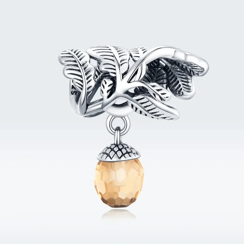 (image for) Pandora Style Silver Bangle Charm, Lucky Pine Cone - BSC336 - View 5