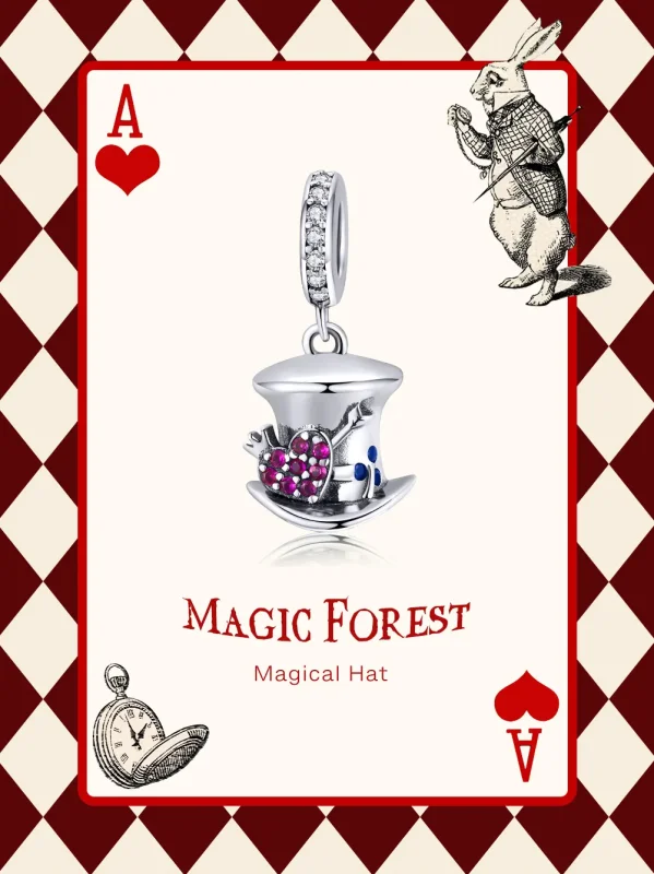 (image for) Pandora Style Silver Bangle Charm, Magic Hat - SCC1441 - View 6