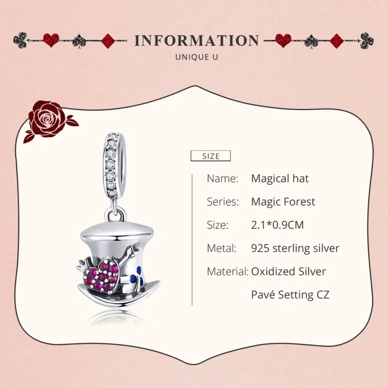 (image for) Pandora Style Silver Bangle Charm, Magic Hat - SCC1441 - View 7