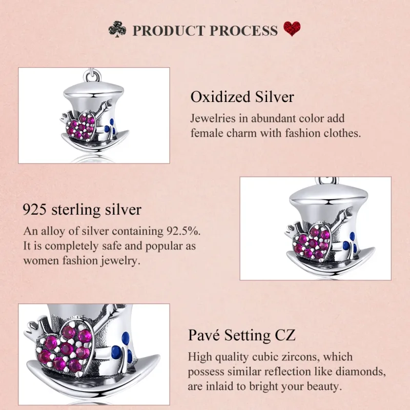 (image for) Pandora Style Silver Bangle Charm, Magic Hat - SCC1441 - View 8