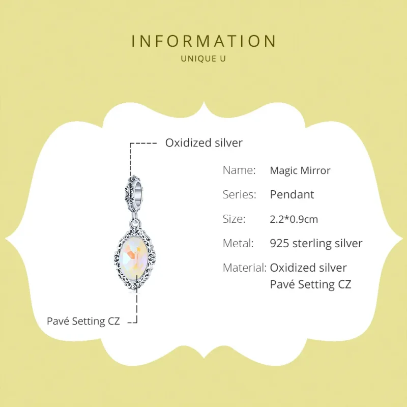 (image for) Pandora Style Silver Bangle Charm, Magic Mirror - SCC1815 - View 6