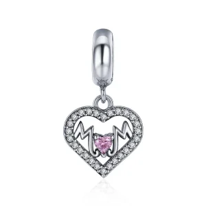 (image for) Pandora Style Silver Bangle Charm, Mom Heart - SCC392