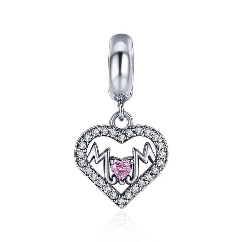 (image for) Pandora Style Silver Bangle Charm, Mom Heart - SCC392 - Product Image