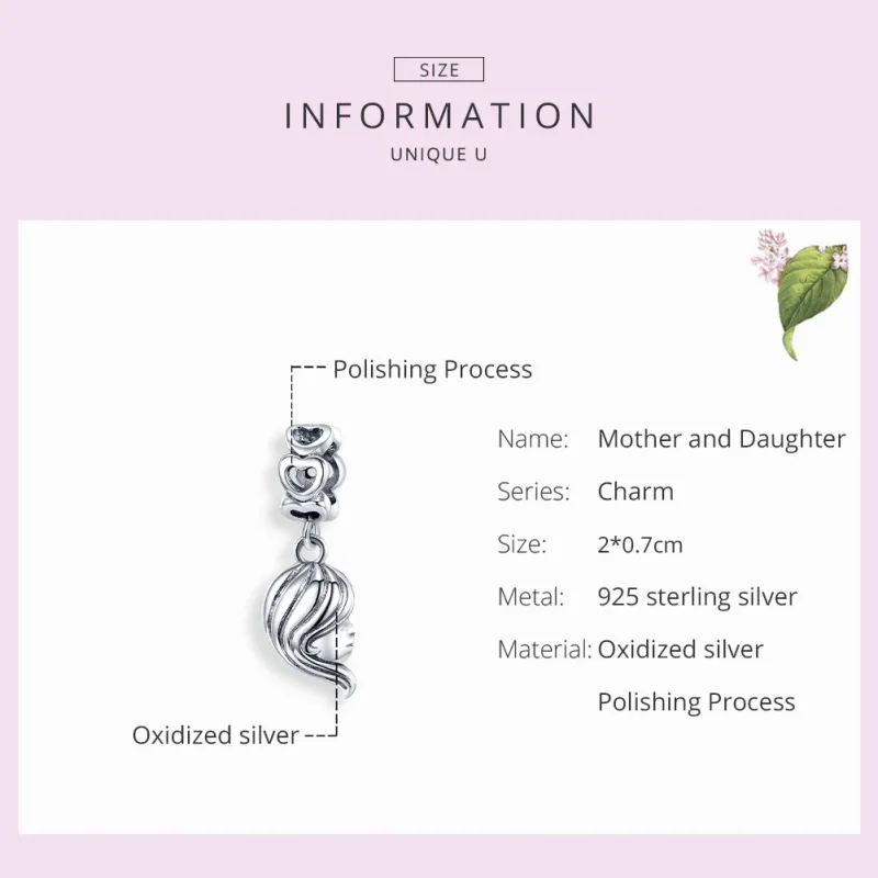(image for) Pandora Style Silver Bangle Charm, Mother and Daughter - BSC275 - View 7