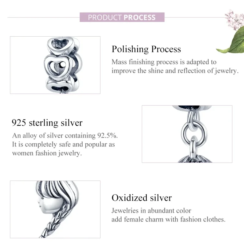 (image for) Pandora Style Silver Bangle Charm, Mother and Daughter - BSC276 - View 8