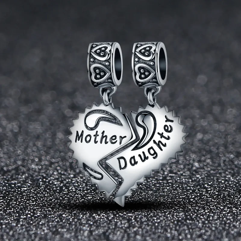 (image for) Pandora Style Silver Bangle Charm, Mother and Daughter - SCC427 - View 2