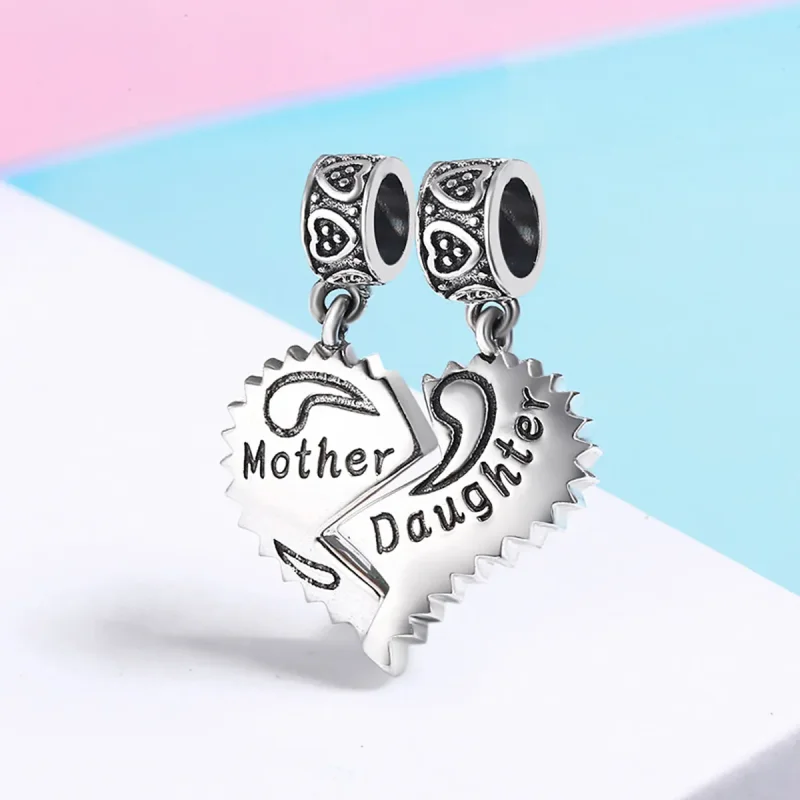 (image for) Pandora Style Silver Bangle Charm, Mother and Daughter - SCC427 - View 3