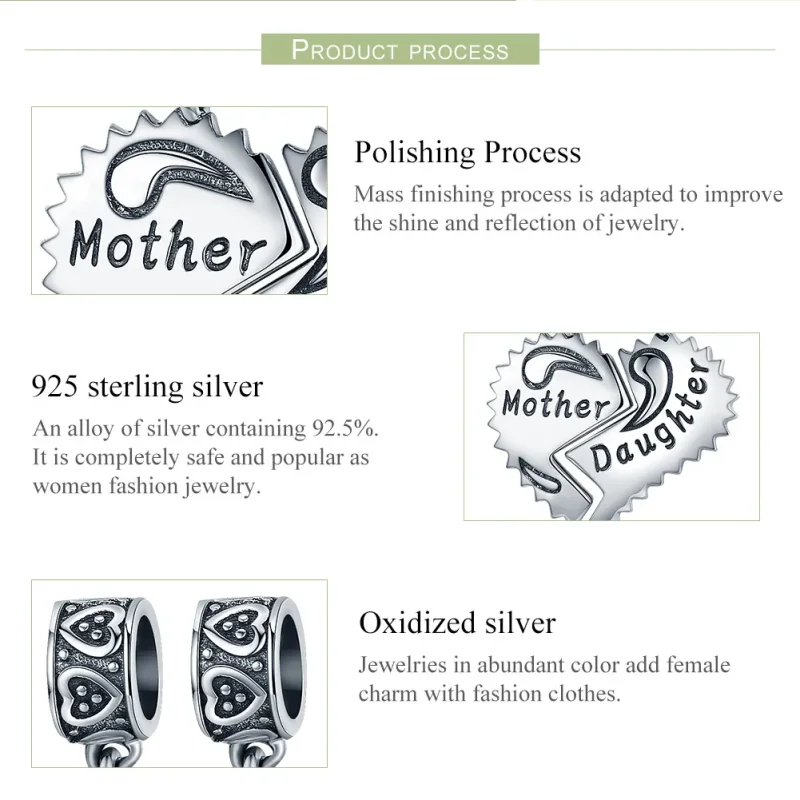(image for) Pandora Style Silver Bangle Charm, Mother and Daughter - SCC427 - View 7