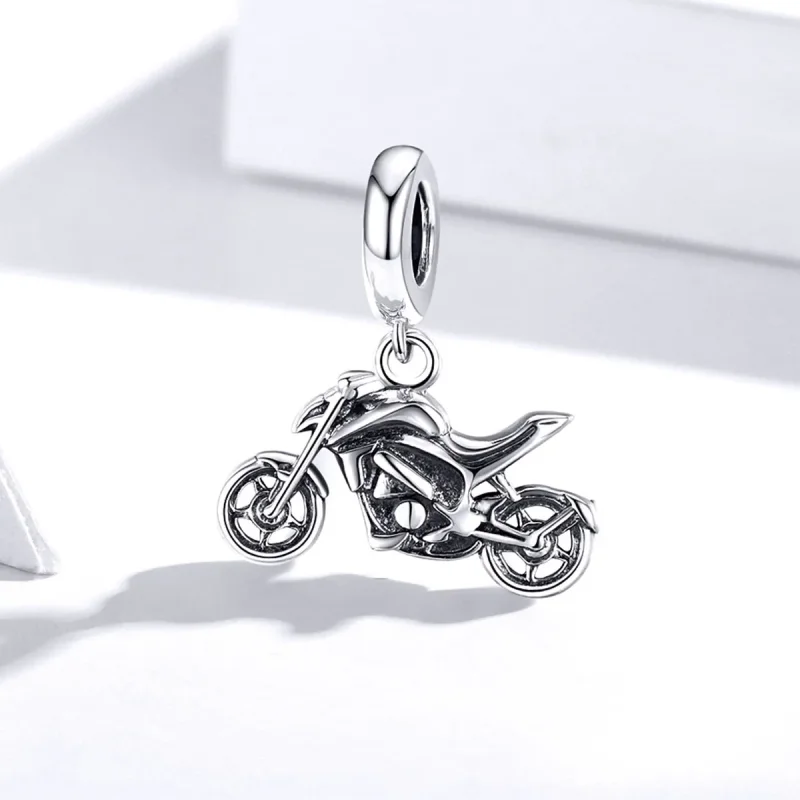 (image for) Pandora Style Silver Bangle Charm, Motorcycle - SCC1712 - View 2