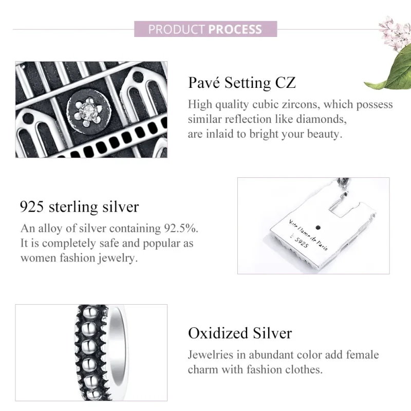 (image for) Pandora Style Silver Bangle Charm, Motre Dame De Paris - SCC1328 - View 8