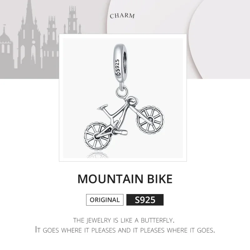 (image for) Pandora Style Silver Bangle Charm, Mountain Bike - BSC384 - View 6