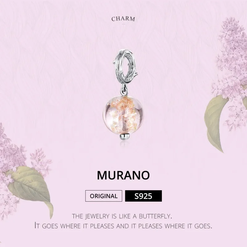 (image for) Pandora Style Silver Bangle Charm, Murano - SCC1496 - View 6