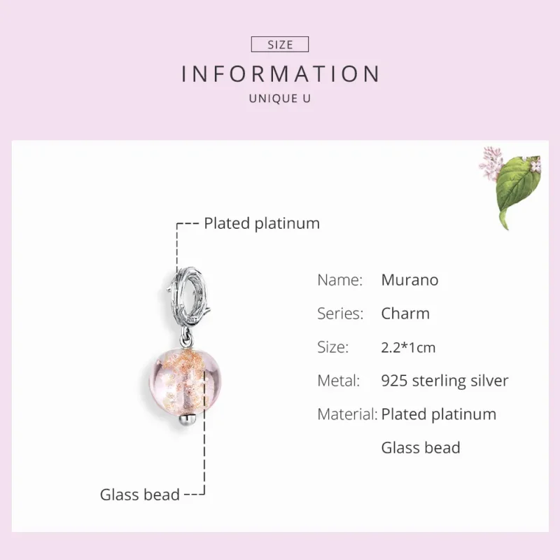 (image for) Pandora Style Silver Bangle Charm, Murano - SCC1496 - View 7