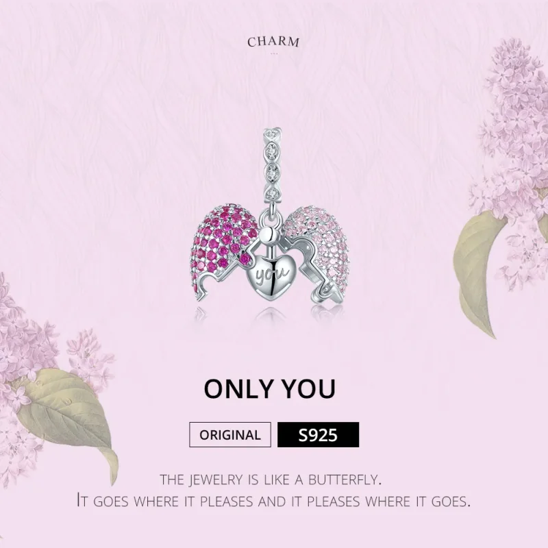 (image for) Pandora Style Silver Bangle Charm, Only You - BSC282 - View 6