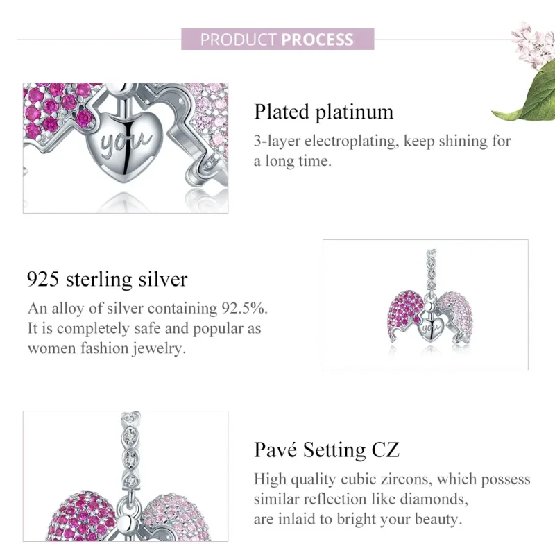 (image for) Pandora Style Silver Bangle Charm, Only You - BSC282 - View 8