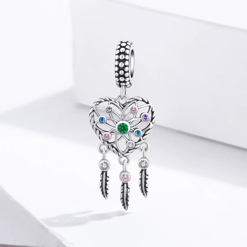 (image for) Pandora Style Silver Bangle Charm, Openwork Family Tree Heart - SCC1445 - View 2