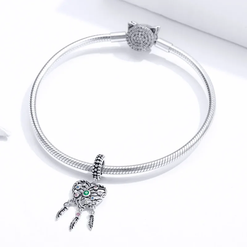 (image for) Pandora Style Silver Bangle Charm, Openwork Family Tree Heart - SCC1445 - View 3