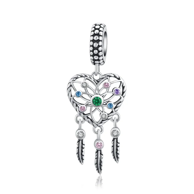 (image for) Pandora Style Silver Bangle Charm, Openwork Family Tree Heart - SCC1445 - Product Image