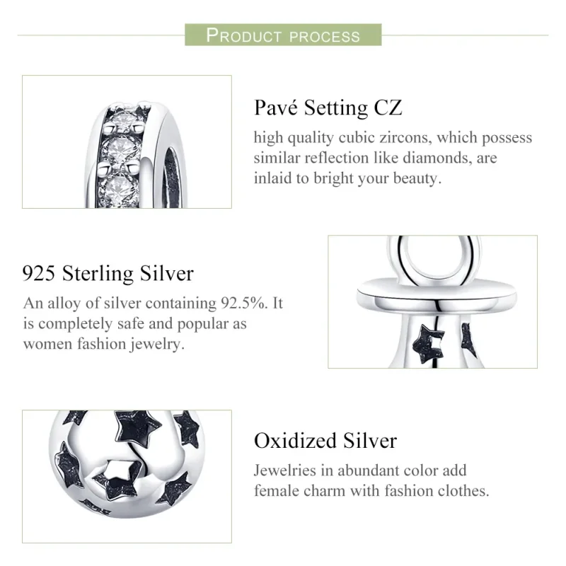 (image for) Pandora Style Silver Bangle Charm, Pacifier - SCC891 - View 7