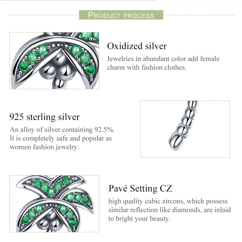 (image for) Pandora Style Silver Bangle Charm, Palm Tree - SCC697 - View 7
