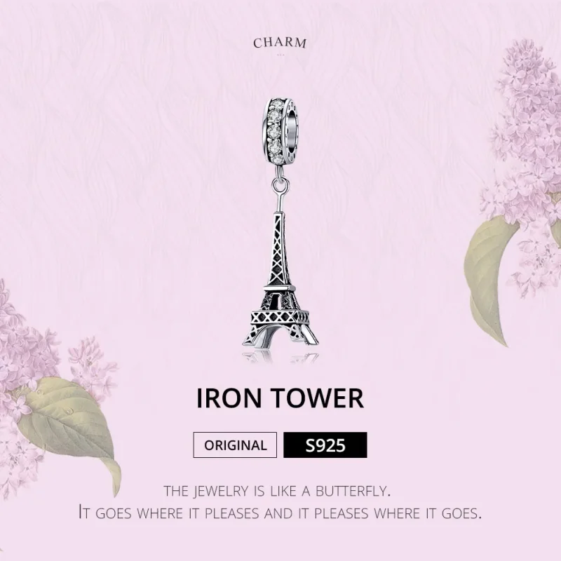 (image for) Pandora Style Silver Bangle Charm, Paris Eiffel Tower - BSC154 - View 6