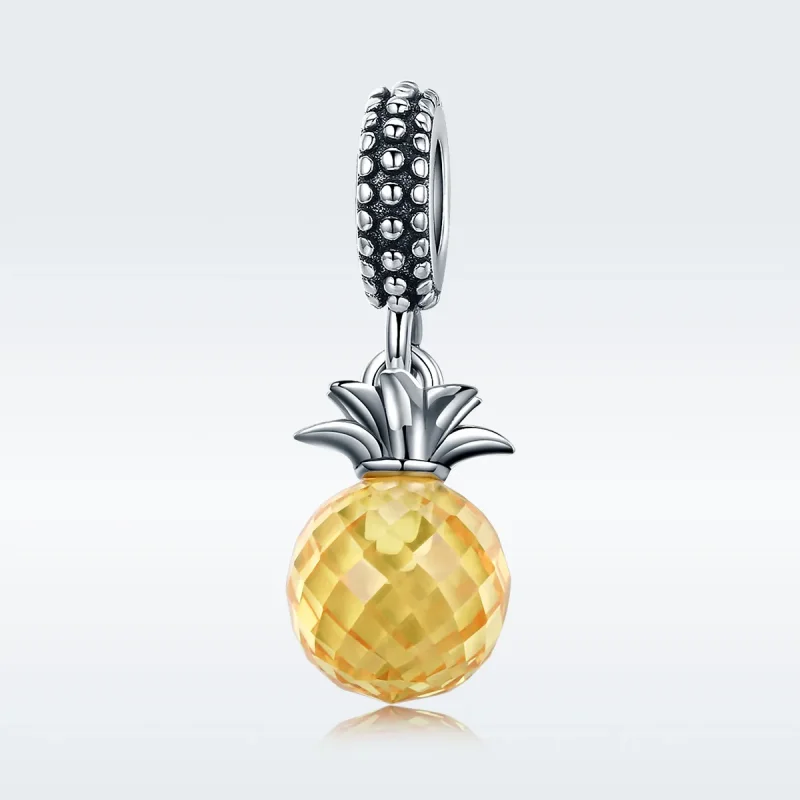 (image for) Pandora Style Silver Bangle Charm, Pineapple - SCC150 - View 2
