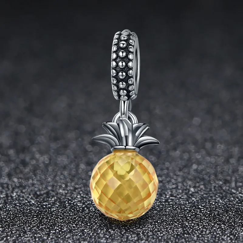 (image for) Pandora Style Silver Bangle Charm, Pineapple - SCC150 - View 3