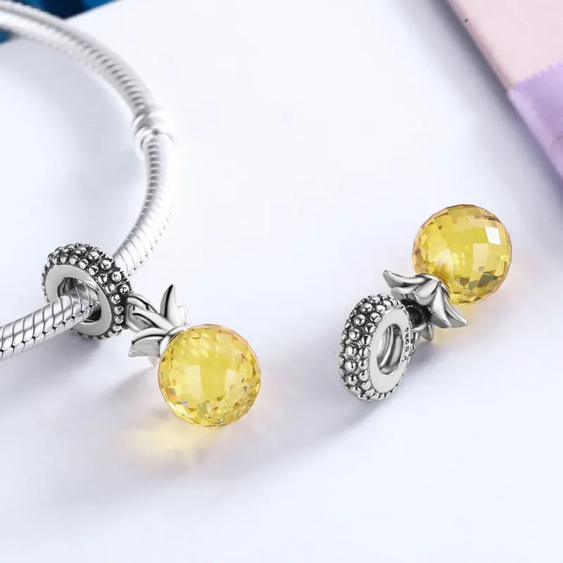 (image for) Pandora Style Silver Bangle Charm, Pineapple - SCC150 - View 5