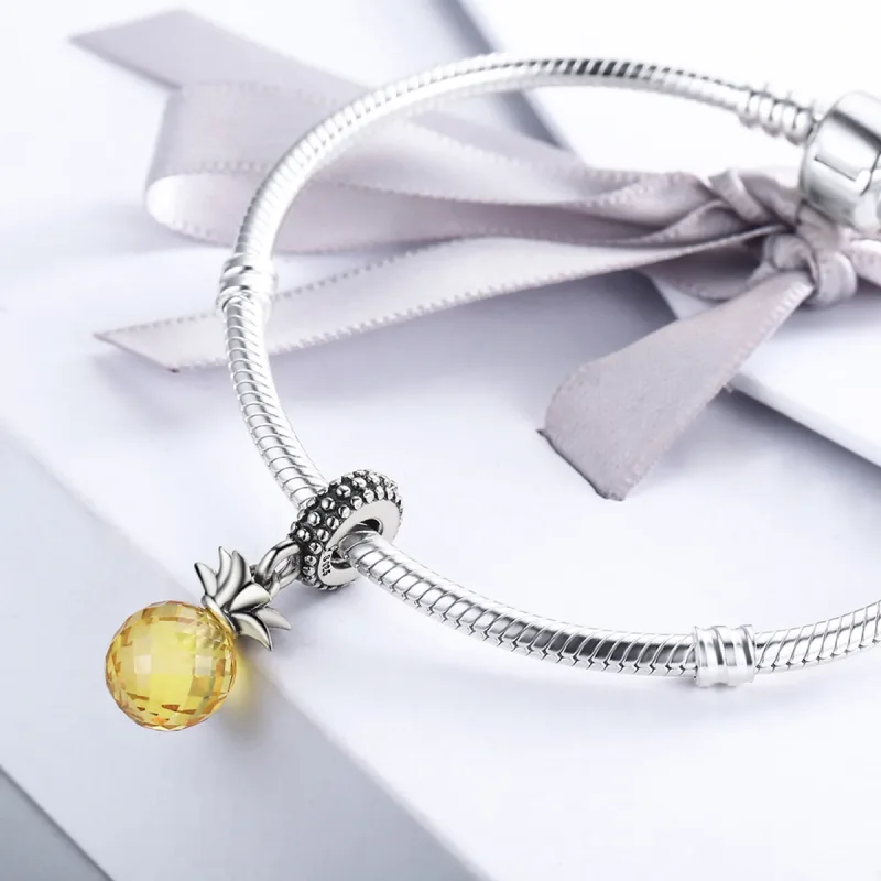 (image for) Pandora Style Silver Bangle Charm, Pineapple - SCC150 - View 6