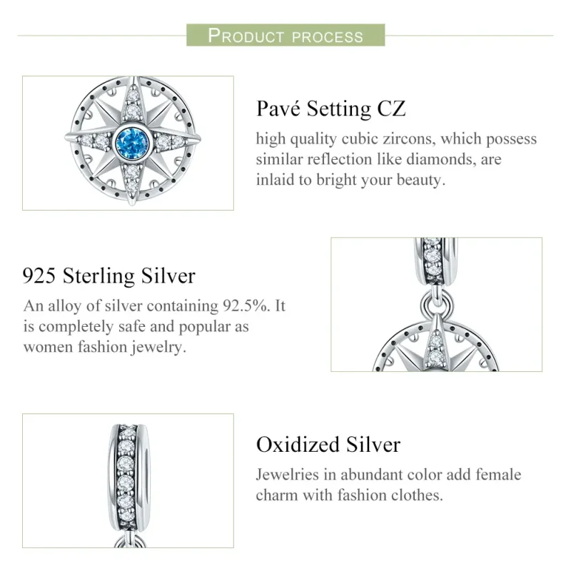 (image for) Pandora Style Silver Bangle Charm, Polaris - SCC847 - View 7