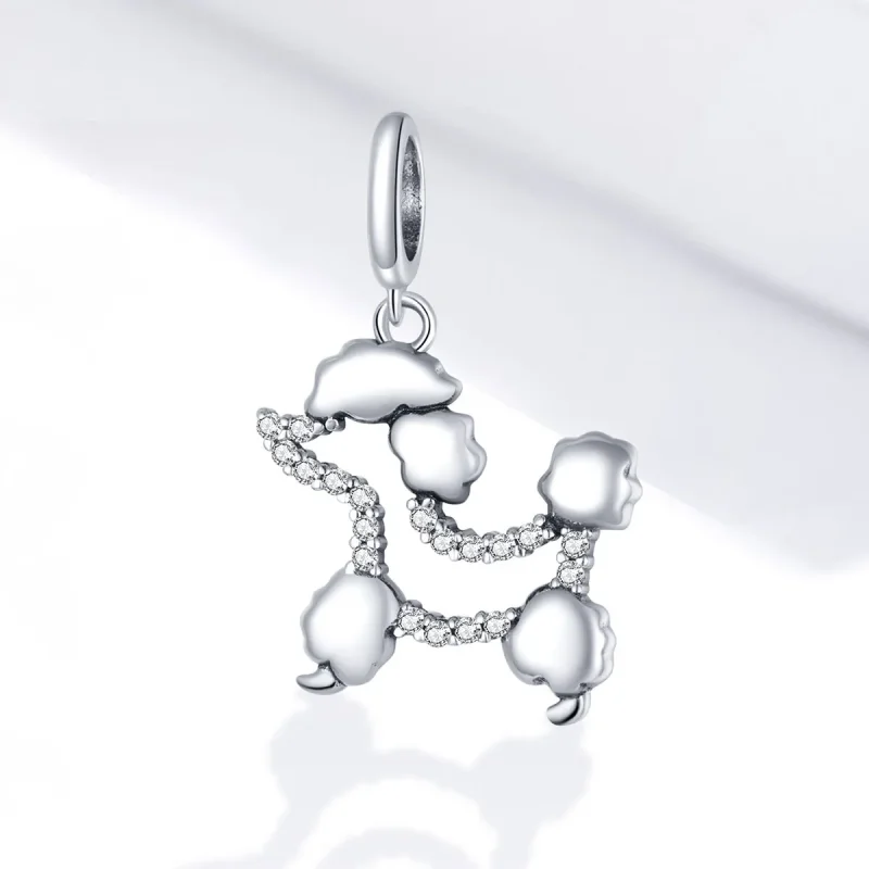 (image for) Pandora Style Silver Bangle Charm, Poodle Silhouette - SCC1681 - View 2