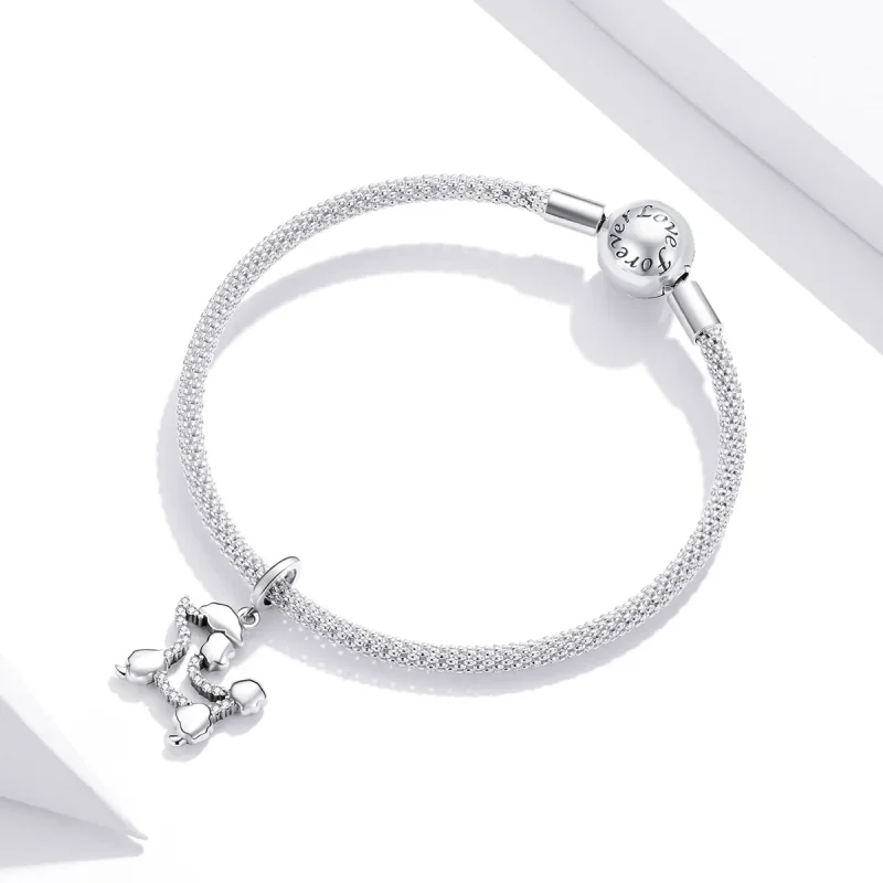 (image for) Pandora Style Silver Bangle Charm, Poodle Silhouette - SCC1681 - View 3