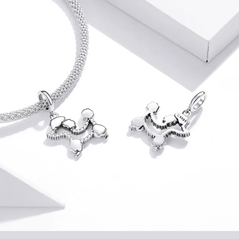 (image for) Pandora Style Silver Bangle Charm, Poodle Silhouette - SCC1681 - View 4