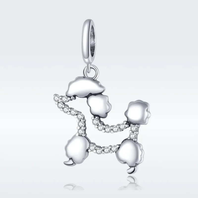 (image for) Pandora Style Silver Bangle Charm, Poodle Silhouette - SCC1681 - View 5