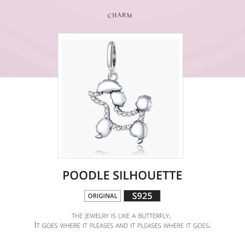 (image for) Pandora Style Silver Bangle Charm, Poodle Silhouette - SCC1681 - View 6