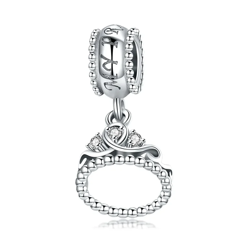 (image for) Pandora Style Silver Bangle Charm, Princess Crown - SCC739 - Product Image