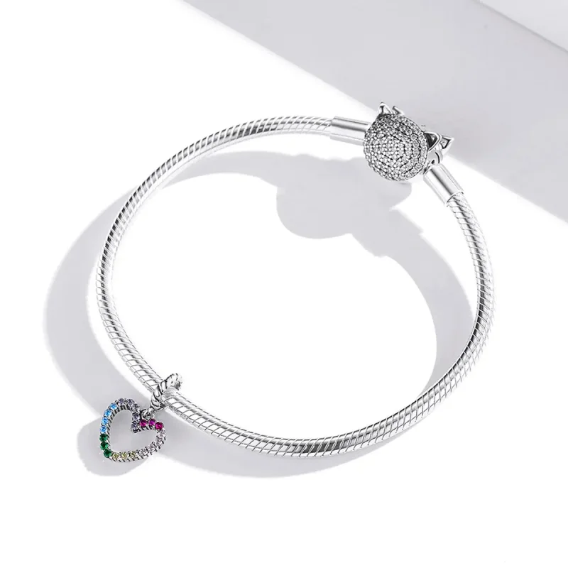 (image for) Pandora Style Silver Bangle Charm, Rainbow Love - SCC1851 - View 3
