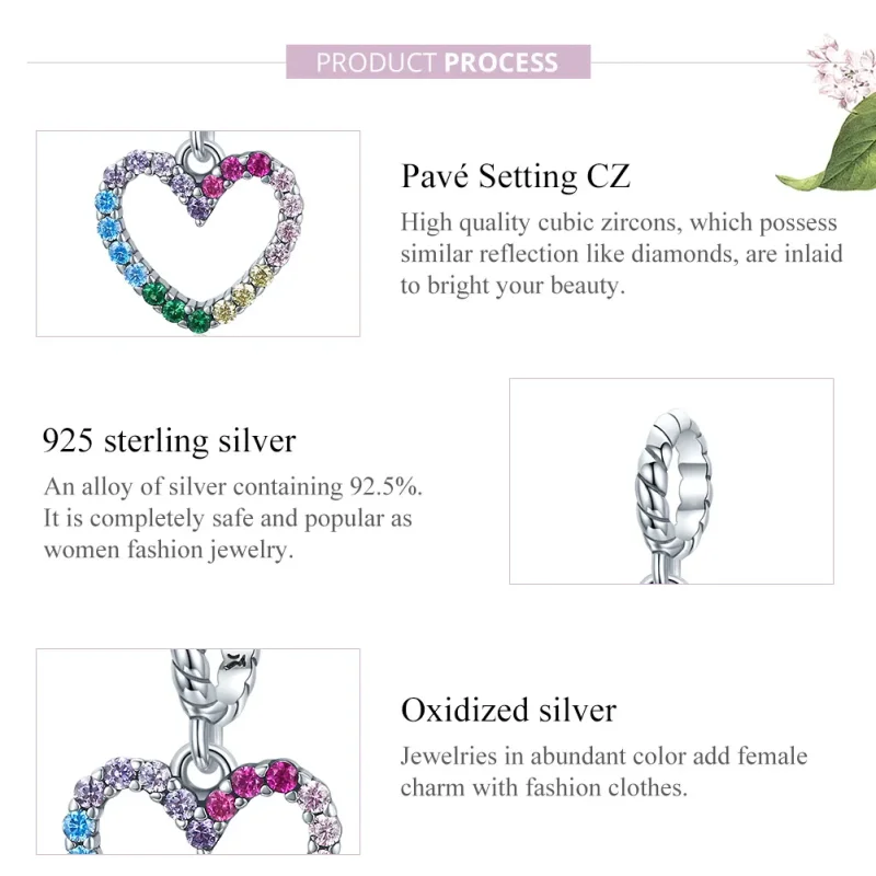 (image for) Pandora Style Silver Bangle Charm, Rainbow Love - SCC1851 - View 6