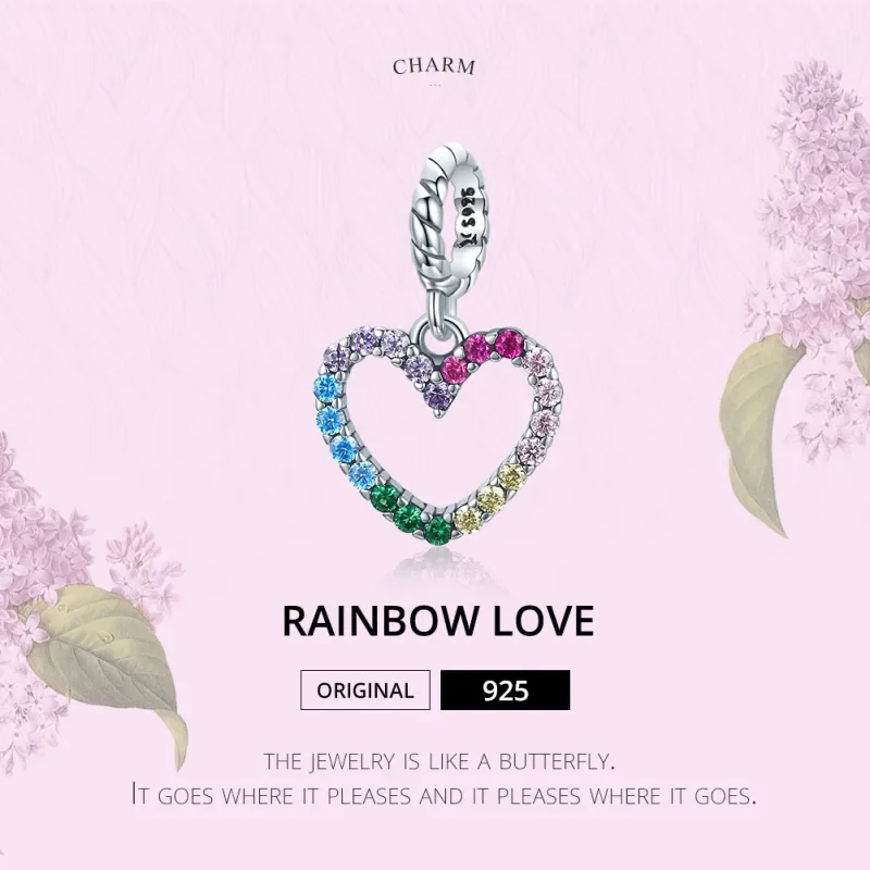 (image for) Pandora Style Silver Bangle Charm, Rainbow Love - SCC1851 - View 7