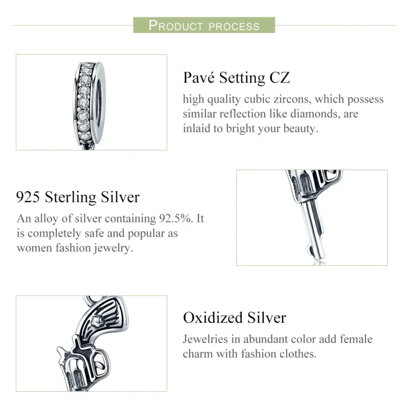 (image for) Pandora Style Silver Bangle Charm, Revolver - SCC508 - View 6