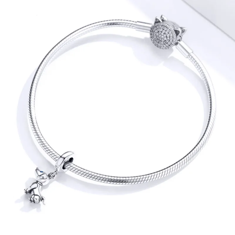 (image for) Pandora Style Silver Bangle Charm, Robot Dog - SCC1468 - View 3