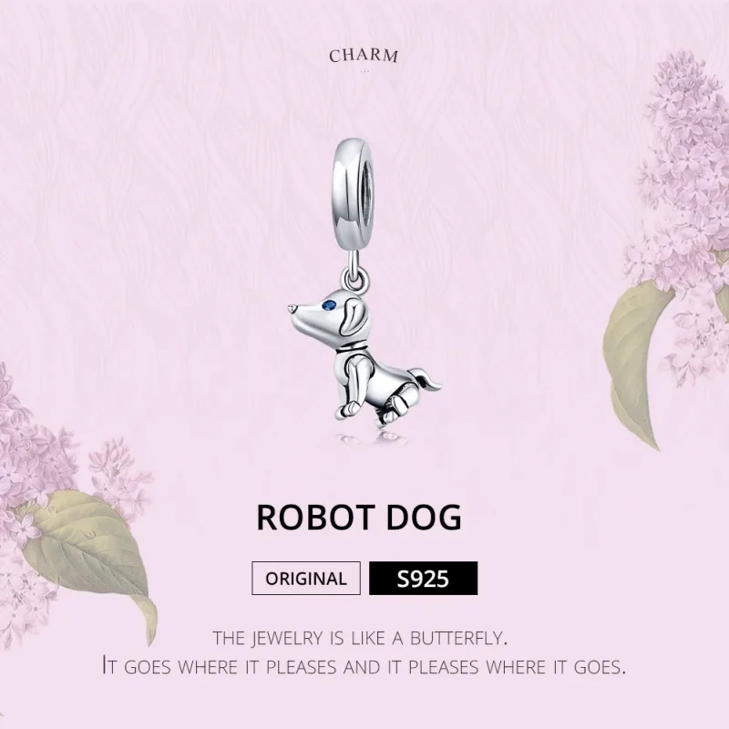 (image for) Pandora Style Silver Bangle Charm, Robot Dog - SCC1468 - View 6