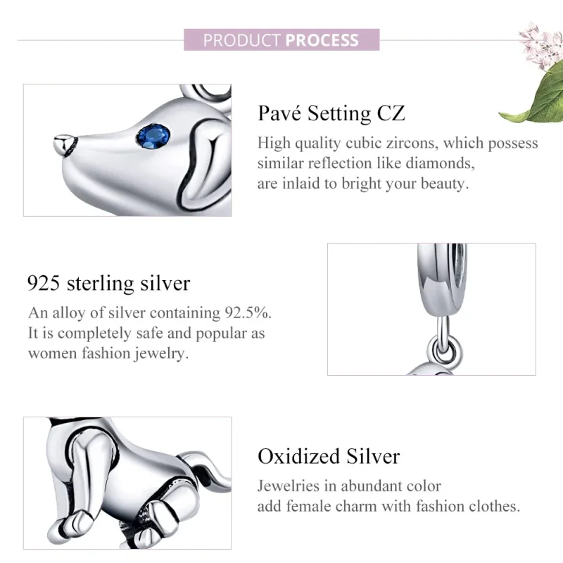 (image for) Pandora Style Silver Bangle Charm, Robot Dog - SCC1468 - View 8