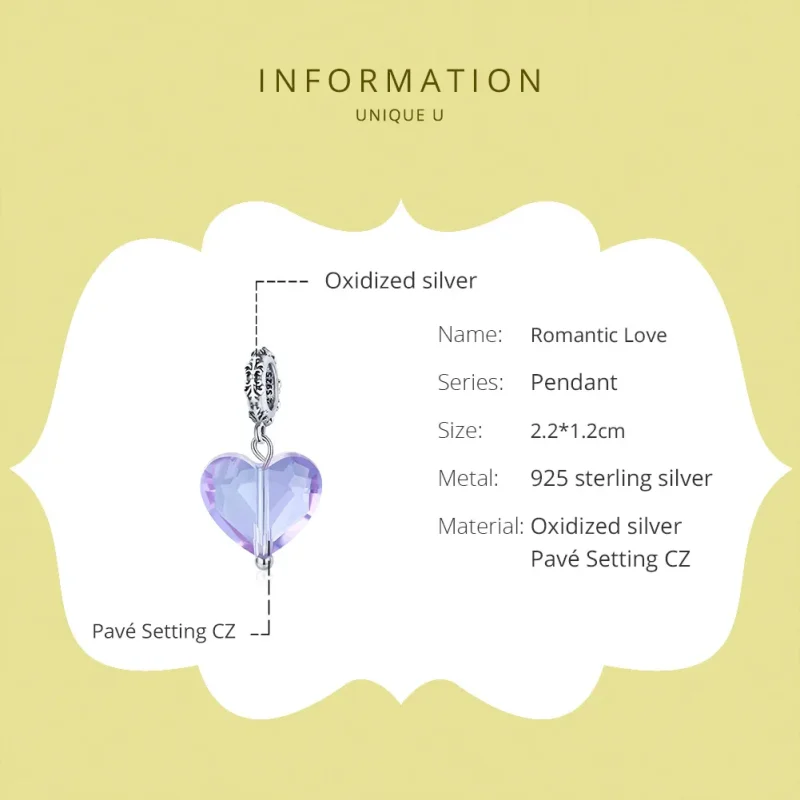 (image for) Pandora Style Silver Bangle Charm, Romatic Love - SCC1816 - View 6