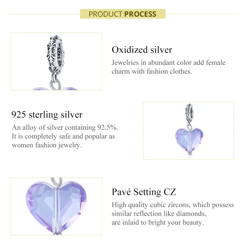 (image for) Pandora Style Silver Bangle Charm, Romatic Love - SCC1816 - View 7