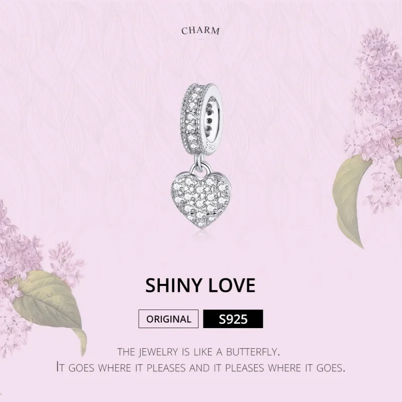 (image for) Pandora Style Silver Bangle Charm, Shiny Love - BSC211 - View 5