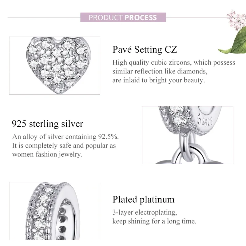 (image for) Pandora Style Silver Bangle Charm, Shiny Love - BSC211 - View 7